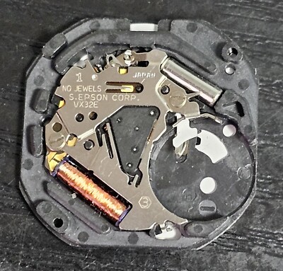 Epson Seiko VX32 E Quarz Bewegung Uhren Not Tested für Parts/Restore As-Is