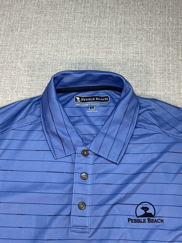 Pebble Beach Adult Large Blue Polo Short Sleeve Dry Fit Outdoors Golfing Mens - Picture 4 of 7