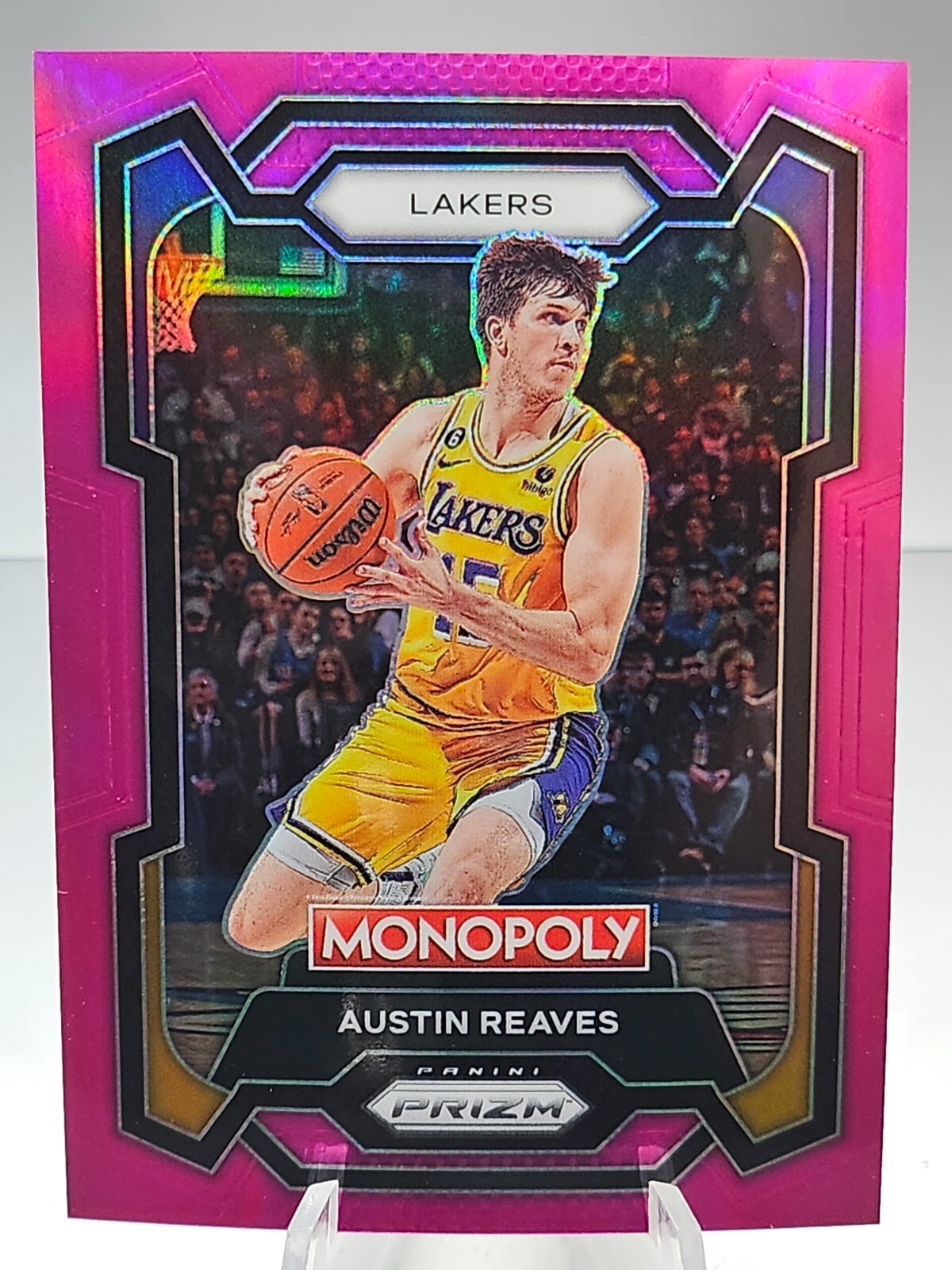 2023-24 Panini Prizm Monopoly Pink #42 Austin Reaves # /149 Los Angeles Lakers