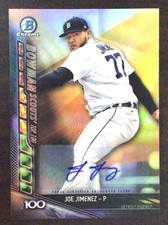 2017 Bowman Chrome Scouts Top 100 Update Joe Jimenez Autograph #BSU-JJ Blue /150