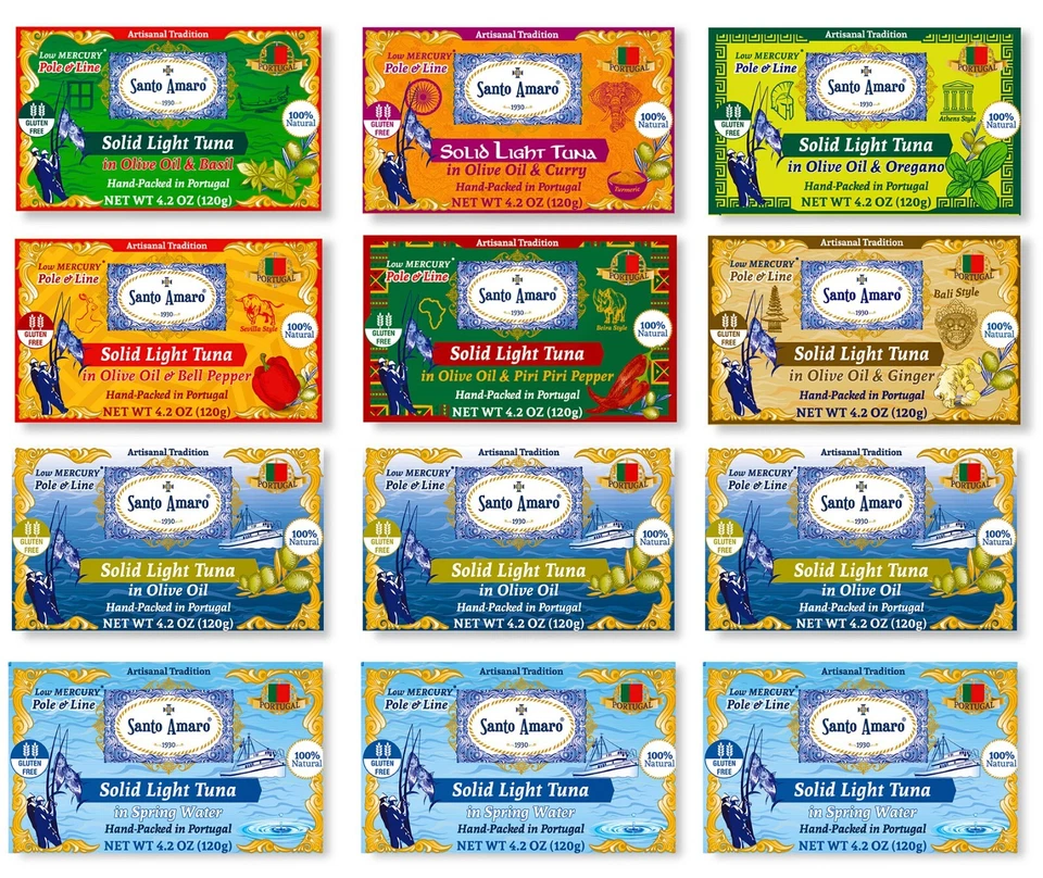 SANTO AMARO POLE & LINE WILD TUNA VARIETY 12 PK 样品 - ULTRAMAR - 8 种口味 — 第 3/4 张图片