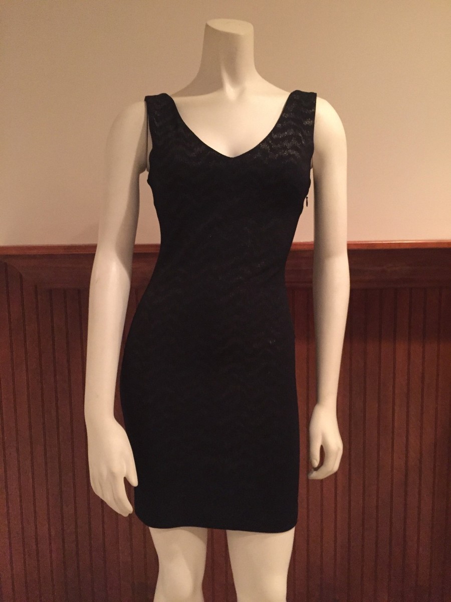 Aqua Black and Gold Striped Sleeveless Dress - Size: XS