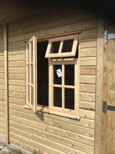 PENT GEORGIAN WOODEN SUMMERHOUSE SHED W/ 2FT VERTICAL CANOPY RUBBER ROOF 34X14FT - Picture 11 of 13