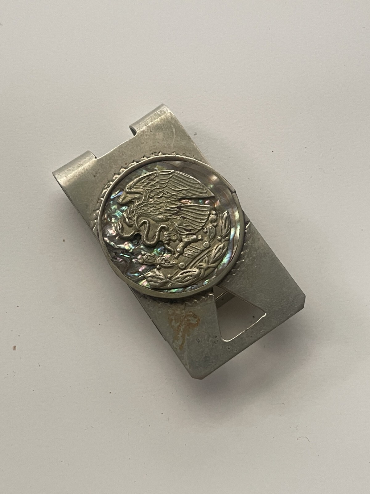 Vintage Taxco Mexico Sterling Silver 925 Eagle and Snake Money Clip-image