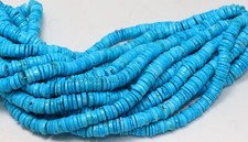 AAA Turquoise Smooth Rondelle Heishi 6-7mm Gemstone beads 8 Inch Long