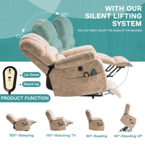 Large Electric Power Lift Recliner Chair for Elderly Big Tall W/ Massage Heat - Picture 44 of 45