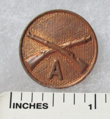 INFANTRY Company H - ORIGINAL Vintage WW1 TYPE II GILT US ARMY EM COLLAR DISK