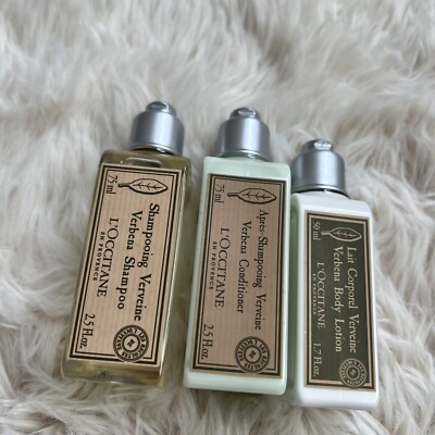 L OCCITANE Set of 3 Shampoo Conditioner Body Lotion Verbena NWT Travel Size