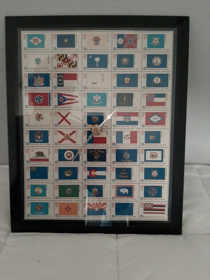 Reloj de Pared con Estampillas Conmemorativas del Bicentenario 50 Estado 13 Céntimos Foto 3 de 4