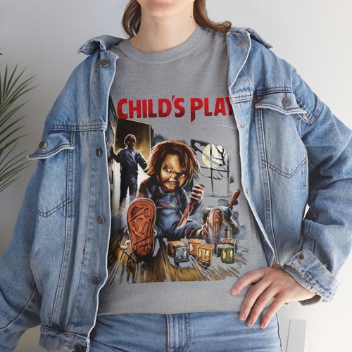 Child’s Play Movie Chucky Horror T Shirt Unisex Heavy Cotton Tee - Picture 82 of 157