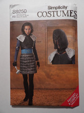 Uncut Simplicity S9250/R11006 Misses' Warrior Costume Pattern SZ 14-22