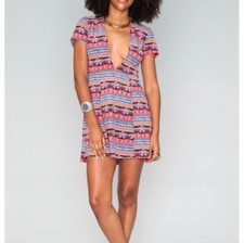 Show Me Your MuMu Women's XS Stripe Ibiza Mini Dress Striped Floral 