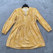 Babydoll Dress Women's XS Yelow Long Sleeve Pleated Front Old Navy