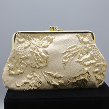 Vintage gold dimensional metallic embossed fabric evening bag clutch purse bride