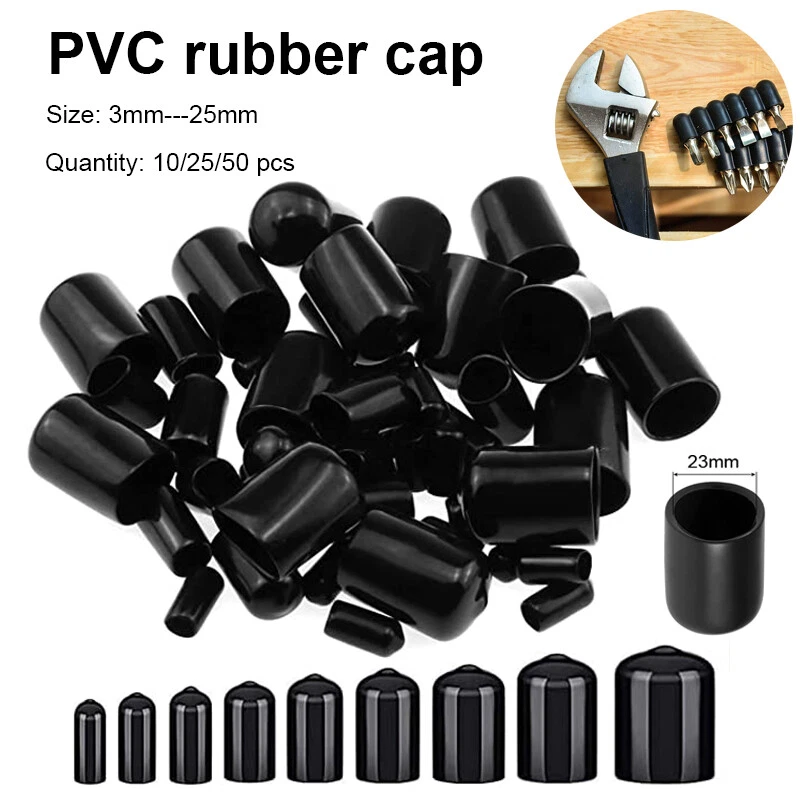 PVC Vinyl Rubber Round End Cap Thread Cover Steel Pipe Plastic Tube Protect