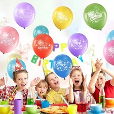 Happy Birthday 12" Balloons 12 Pcs Colorful Latex Balloons with "Happy Birthday"