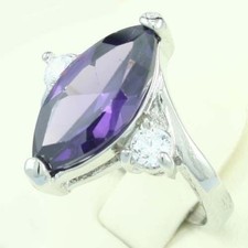 Fashion pretty 18K gold plated ring - Amethyst accent Gift Jewelry Love