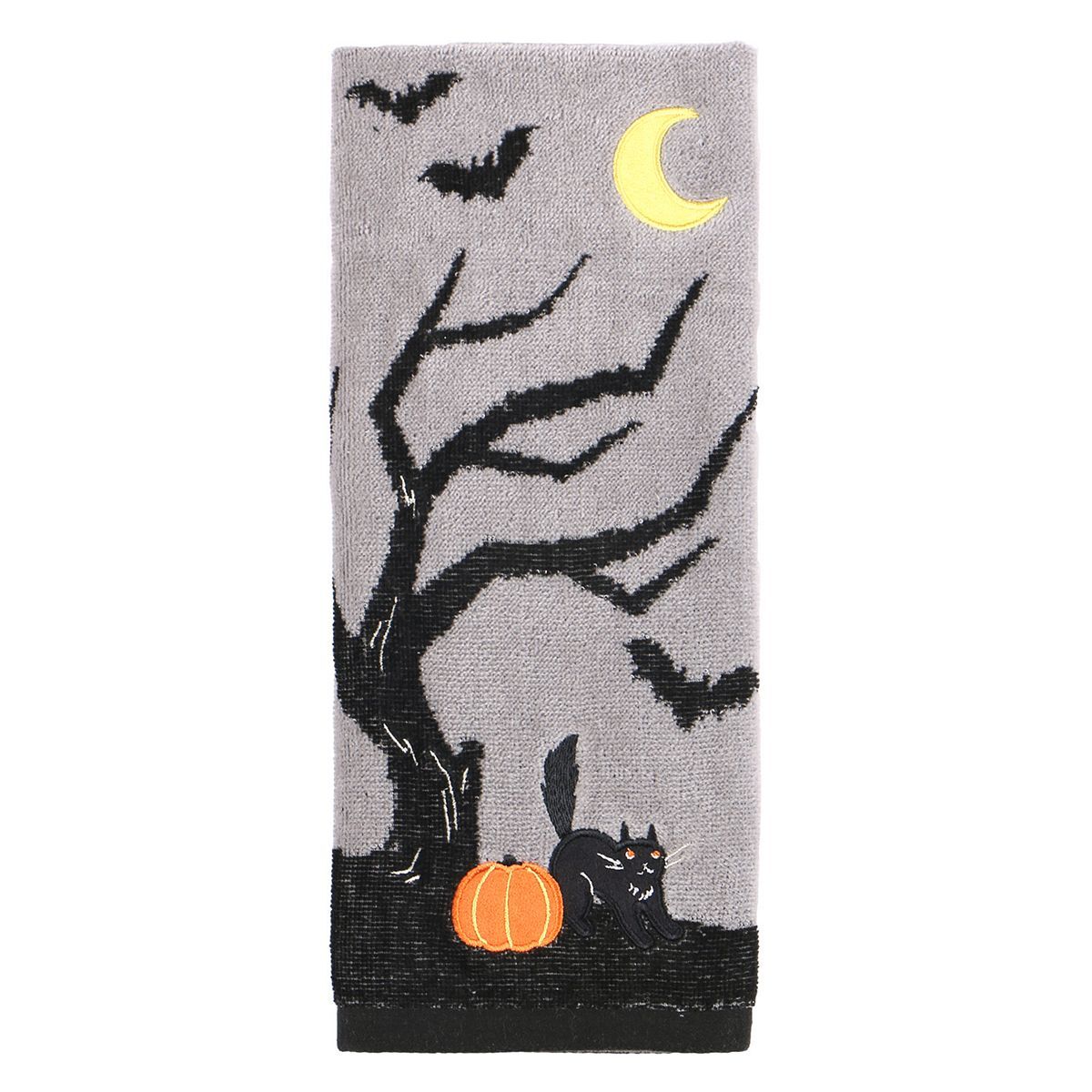 Spooky Cat Pumpkin Bat Tree Celebrate Together Halloween Bathroom Hand Towel NEW