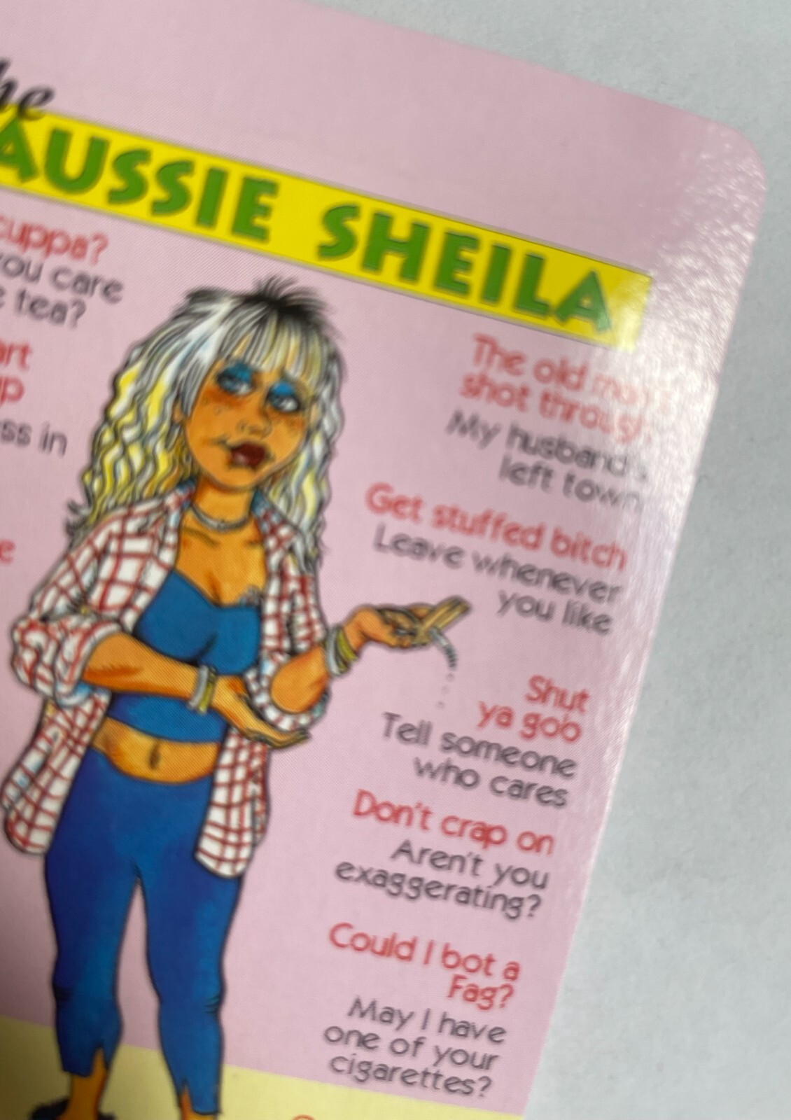 Australian Sheila Lady Man Gentleman Aussie Slang Souvenir Swap Playing