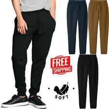 Mens Fleece Joggers Comfortable Soft Blended Sweatpants With Pockets XS-4XL NEW