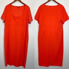 ASOS Plus Sized Draped Neck Empire Waist Dress Orange Coral Stretchy Sz 20 
