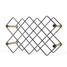 Mango Steam Modern Geometric 10-Bottle Tabletop Wine Rack - Wood and Metal