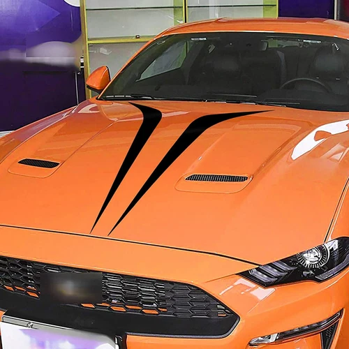 2pcs Black Universal Hood Racing Vinyl Modified Stripe Decor Trim Decal Sticker - Picture 9 of 12