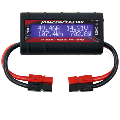 Watt Meter, DC Inline Power Analyzer, 45A Continuous, 12 Gauge, Powerpole Ends