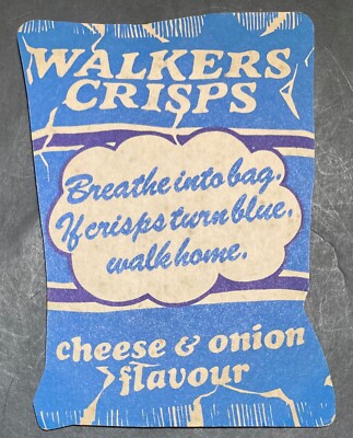 WALKERS CRISPS CHEESE & ONION  3X4.25 INCH BEER COASTER POTATO CHIP THURMASTON