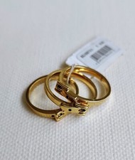 Michael Kors Women's Gold Tone Skinny Buckle Stacking Rings Size 8 Ring