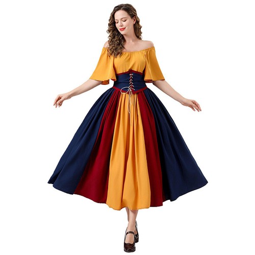 Womens Renaissance Medieval Costume Dress Lace up Irish Dress Cosplay Retro Gown - Picture 7 of 15