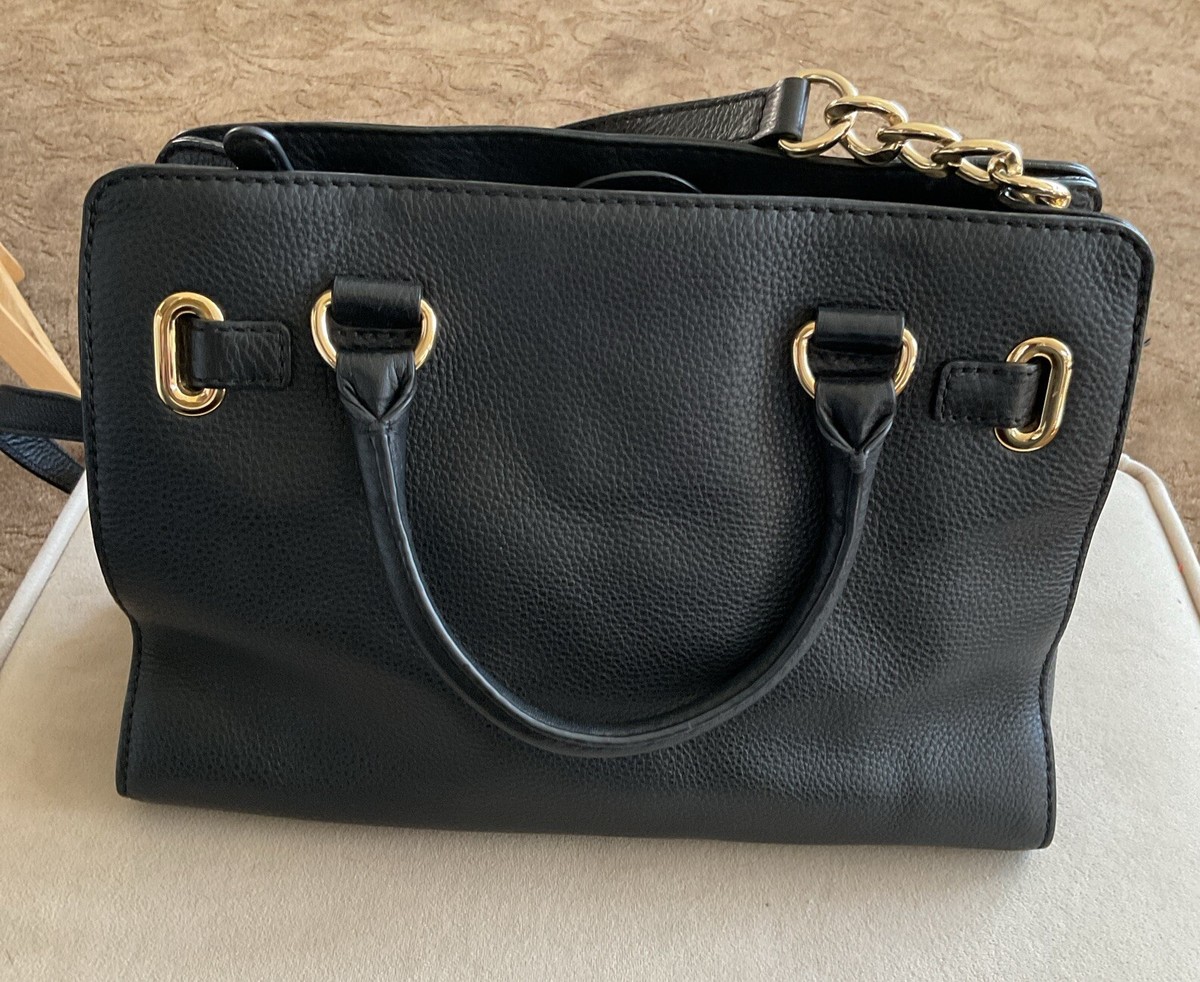 Michael Kors Hamilton AV-1304 Purse Handbag Shoulder Bag Black | eBay