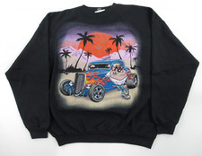 VTG 90s Tasmanian Devil Hot Rod Black Pullover Sweatshirt VT310