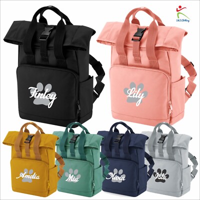Personalisierter Hund Rolltop Welpen Geschenk Rucksack Pfoten Design Hundetagesstätte Tasche Geschenk