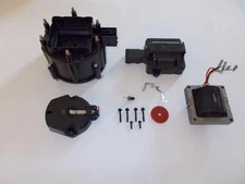 6 CYLINDER BLACK HEI Distributor Cap,Coil Cover &  Rotor Kit & 65k Volt Coil V6 