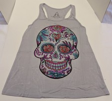 Sugar Skull Beaded Racerback Women’s Tank Top Day Of the Dead