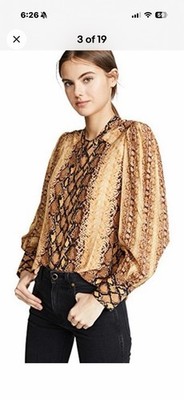Joie Talin Snakeskin Print Button Down Silky Top Blouse Size Large