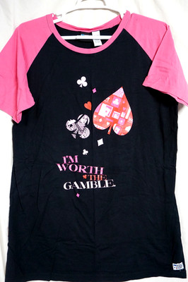 WORLD POKER TOUR LADIES BLACK SLEEP SHIRT/SIZE 1X/PRE-OWNED