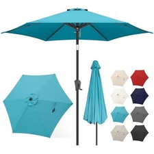 9ft Patio Umbrella Outdoor - Table Umbrella with Push Button 9 FT Aqua Blue