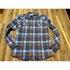 Cody James FR Plaid Western Snap Shirt Mens Medium Blue Workwear Excellent
