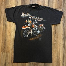 Vintage 1989 Harley Davidson 3D Emblem Shirt Size Medium Double Sided Made In US