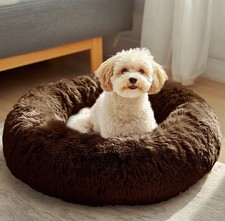 JOLLYVOGUE Dog  Cat Bed, Calming Anti-Anxiety Pet Bed for Small Dogs, Fluffy Do
