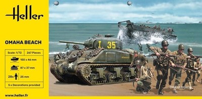 Omaha Beach D-Day Set Heller 50332 1:72 Sherman LCVP 28 Figuren Modellbau