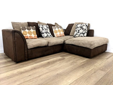 CORNER SOFA 4 Seater Byron Right Hand Chaise Jumbo Cord Faux Suede FREE DELIVERY