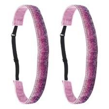 2Pcs Women's Headband Non-Slip Bling Sparkle Headband Purple