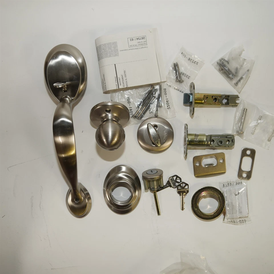 Kwikset Dakota Satin Nickel Door Handleset with Polo Door Knob with SmartKey