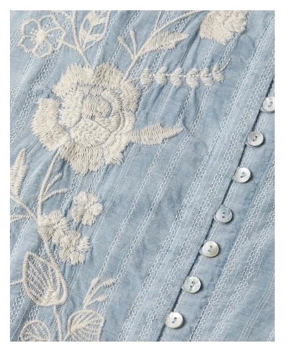 JOHNNY WAS 3J Workshop Osiris Puff SLV Button Bown Boho Chic Dress (Slip) XS NEW - Picture 7 of 15