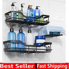 3-Pack Shower Caddy with Soap Holder, Adhesive Rustproof No-drill Strudy Load...