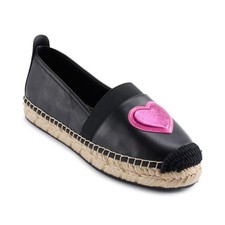 Women's KARL LAGERFELD PARIS Manika Heart Patch Espadrille Flats Black SZ 9.5