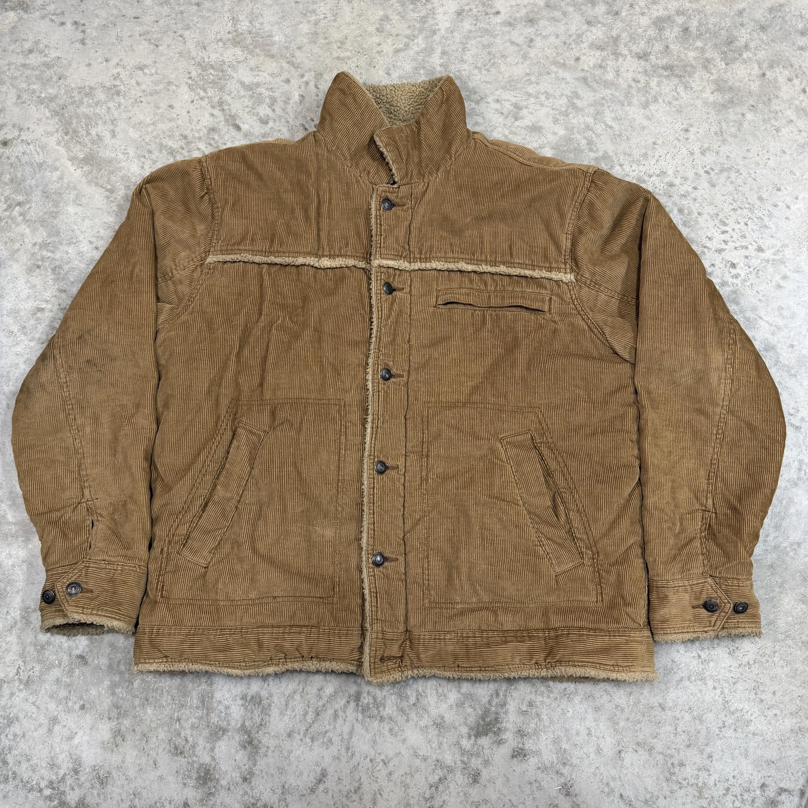Vintage Aeropostale Jacket Mens Large Brown Corduroy Sherpa Lined western 90s